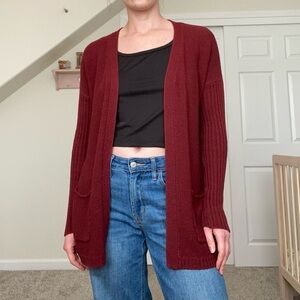 No Comment red cardigan sweater